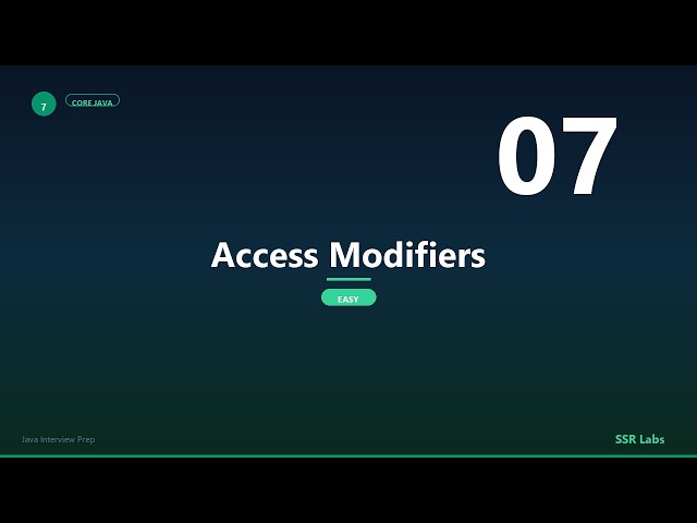 Access Modifiers | Easy | Java Interview Prep #7
