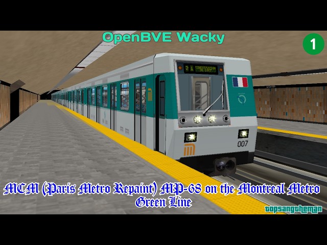 OpenBVE Wacky - MCM (Paris Metro Repaint) MP-68 on the Montreal Metro Green Line