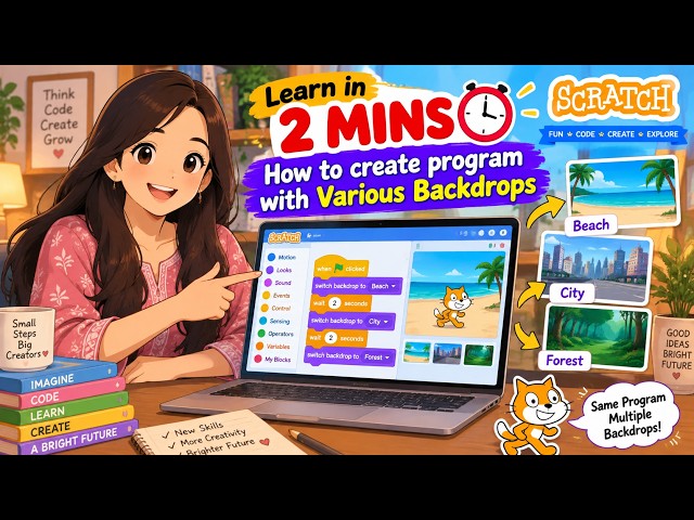 How to add various backdrop in Scratch #scratch #scratchcoding