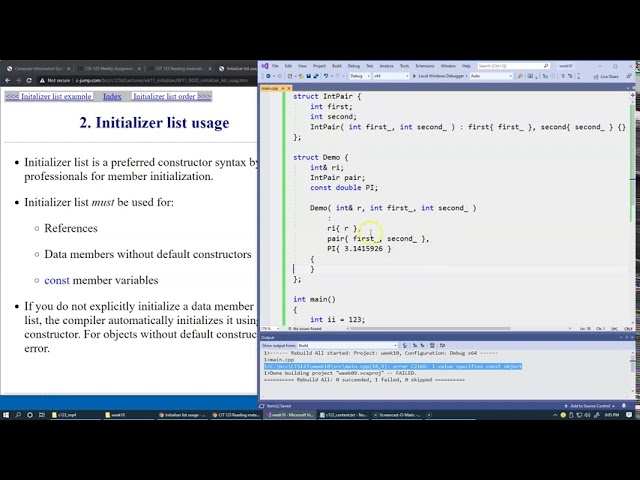 10.2 Initializer list examples