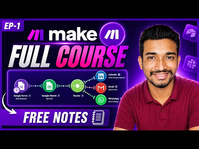 Automate Any Work with Make.com — Free! Complete Course for Beginners 2026. AI with Anup
