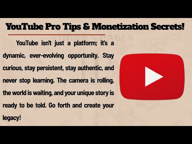 Your Path to YouTube Millions: Essential Knowledge, Pro Tips & Monetization Secrets!