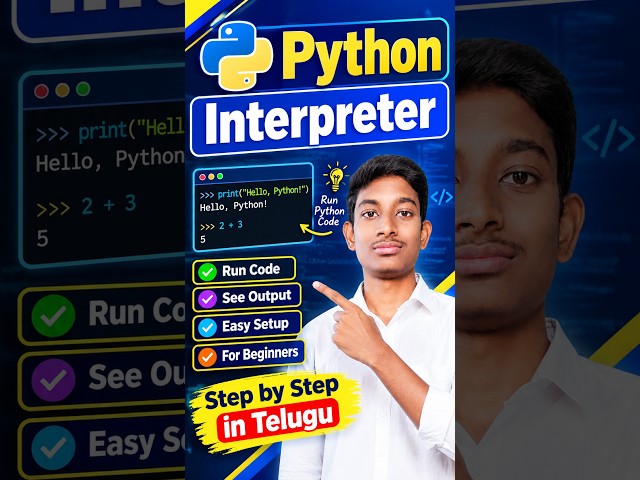 Python Interpreter Explained in Telugu 🐍 | How Python Interpreter Works #Shorts