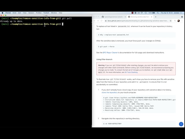 Removing sensitive information from git history