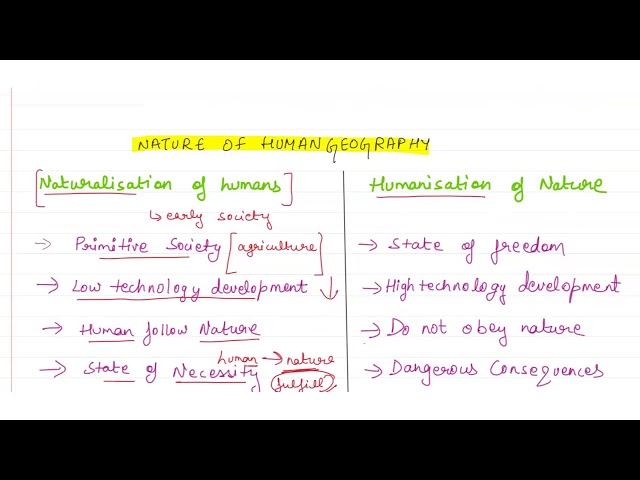 DIFFERENCE BETWEEN NATURALISATION OF HUMAN GEOGRAPHY AND HUMANISATION OF NATURE