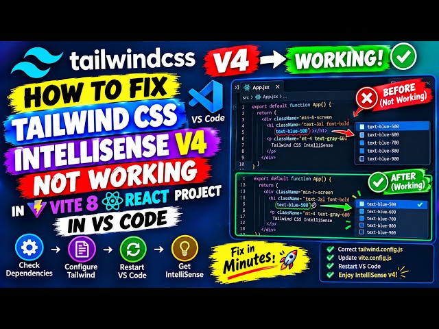 How to Fix Tailwind CSS IntelliSense V4 Not Working in Vite 8 React Project in VS Code