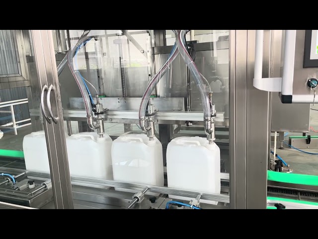 Debugging step 3: 20L bucket canister drum weighing filling capping labeling machine production line