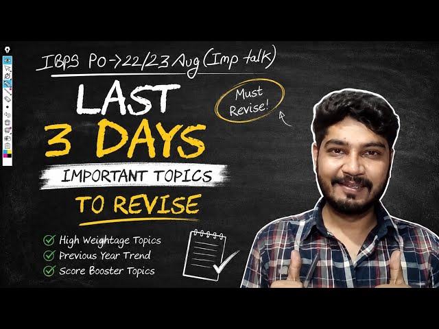 IBPS PO Prelims 2026 | Last 3 Days Strategy| Important Topics to Revise | Quant, Reasoning & English