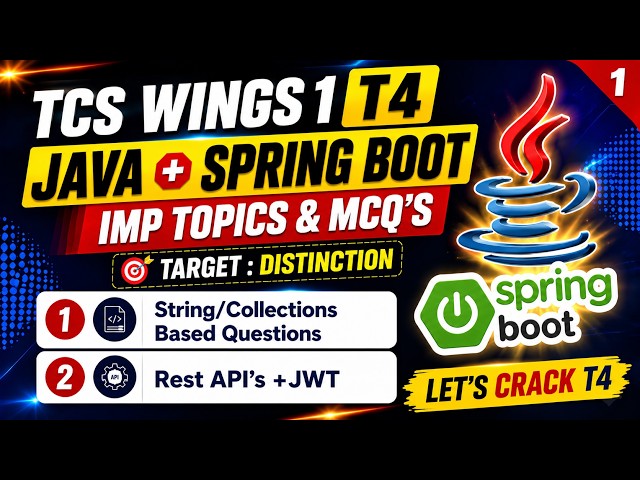 TCS Wings 1 T4 - Java + Spring Boot Imp Topics & MCQ Questions #tcs #exam #tcsdigital #it #job #java