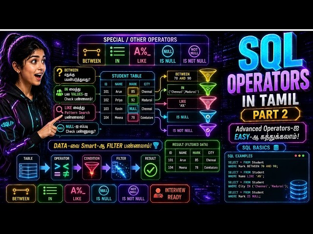 SQL Operators in Tamil | Part 2 | BETWEEN, IN, LIKE & IS NULL Explained 🔥 | Keepgon