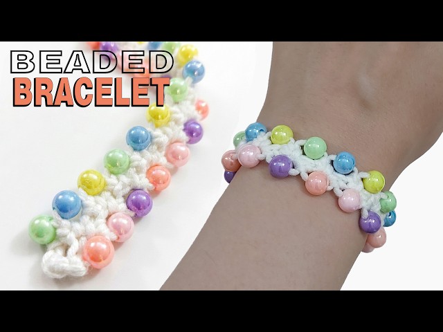 Crochet Bracelet W/ colorful Beads in 5 Minutes! | Beginner Friendly