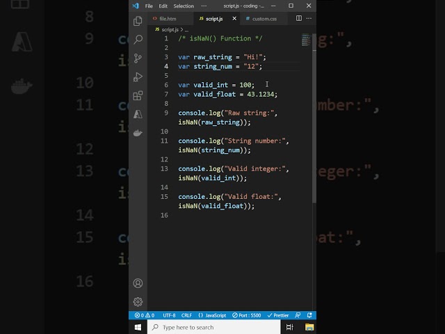 JavaScript isNaN() function - JavaScript Tutorial for Beginners