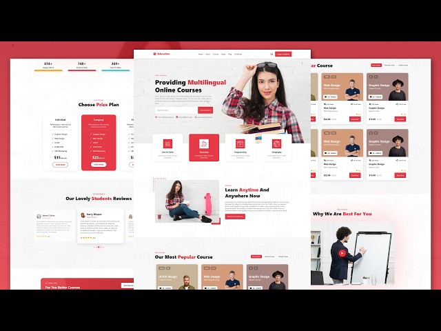 Create A Responsive  Education Website Design - HTML / CSS  / JavaScript From Scratch