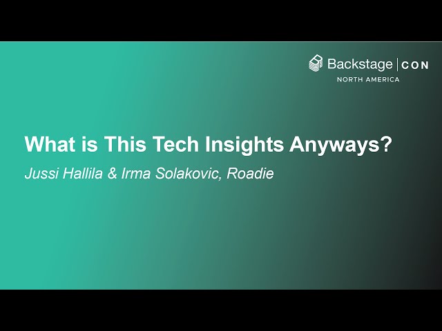 What is This Tech Insights Anyways? - Jussi Hallila & Irma Solakovic, Roadie