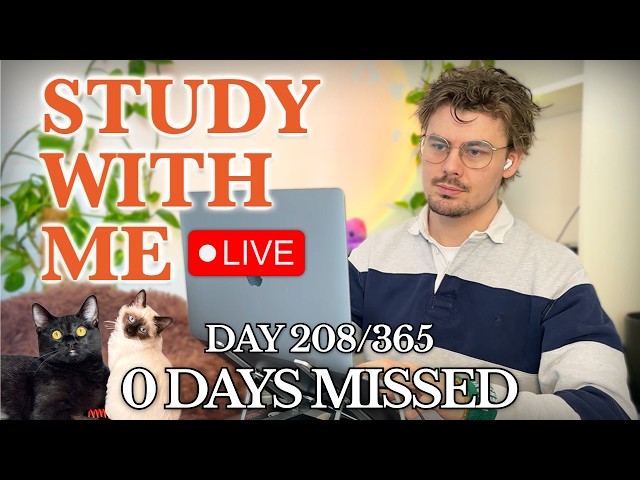 Study With Me (&🐱) LIVE 🚀 5-HOURS — Deep Focus (50/10 Pomodoro)