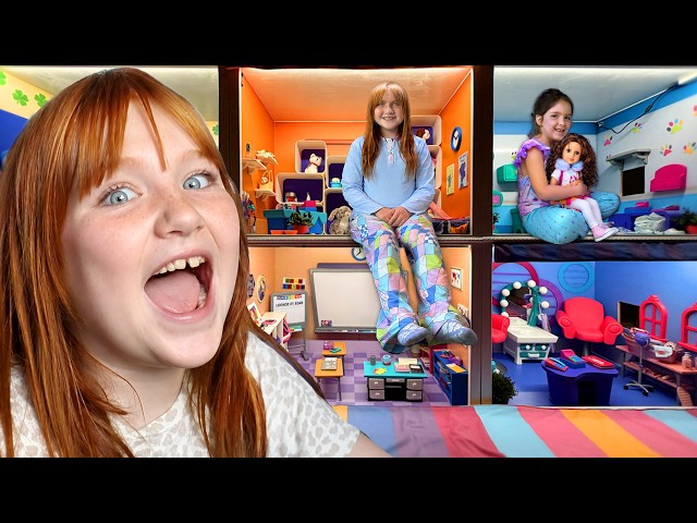 DAY 1 inside ADLEY's DOLL HOUSE!!  Surprise Party in the Park, Swimming, Water Slides, & waterpark!
