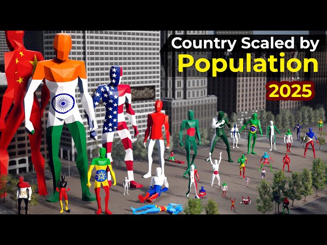 Countries Scaled by Population 2025 | if countries population where Humans  | First Person View