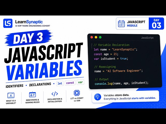 JavaScript Day 3 | Variables, Identifiers & Declarations Explained | JS Fundamentals