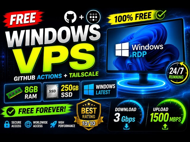 FREE Windows VPS with GitHub Actions + Tailscale (2026) | Free Windows RDP Full Setup