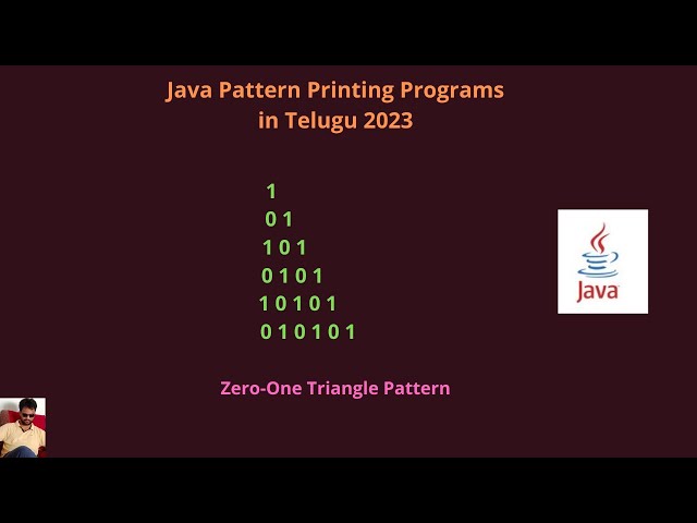 Java | Zero One Triangle pattern in Telugu | #tvstreetechnologies