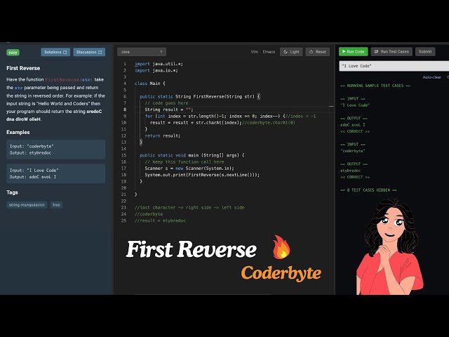 First Reverse | Coderbyte | How to build logic