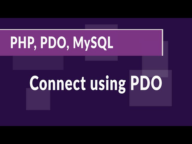 How to connect to MySQL database using PDO