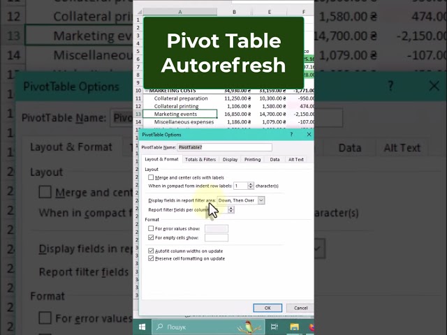 Auto Refresh Pivot Table Data When the Excel File Is Opened