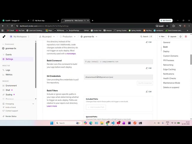 Deploy AI App on Render, FastAPI React