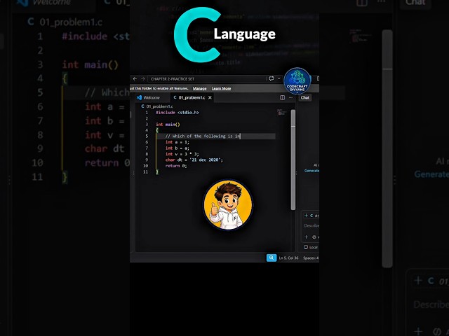 Which of the following is invalid in C? 🤔 Chapter 2 Practice Set 🚀| Code Craft Divyans #shorts