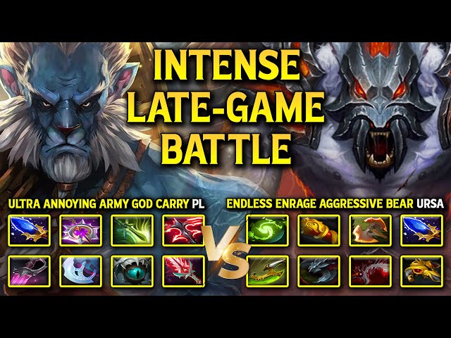 INTENSE LATE GAME BATTLE | ULTRA ANNOYING ARMY GOD PHANTOM LANCER VS. 44KILLS ENRAGE BEAR URSA DotA2