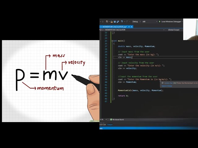 (SIMPLE CODE) C++ CODE MOMENTUM CALCULATOR