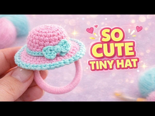 Crochet This Mini Hat Hair Tie – So Cute!