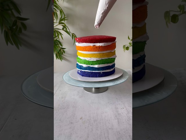 Let’s stack Vanilla flavoured rainbow 🌈 cake
