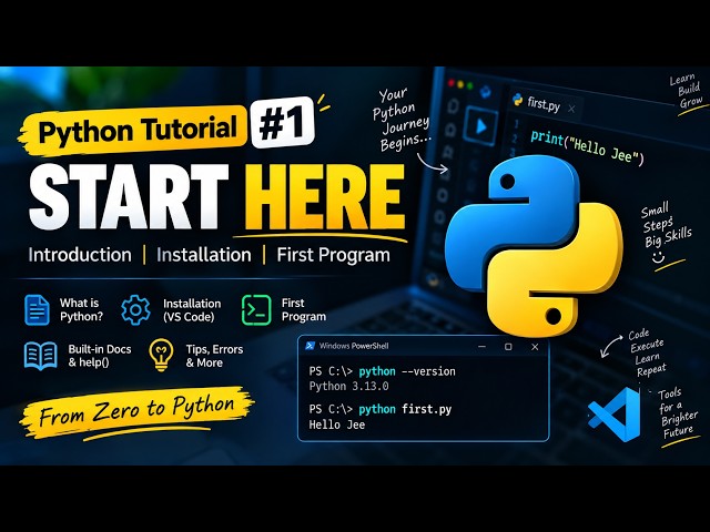 Python Tutorial #1 | Introduction, Setup & Your First Python Program | CodeVia
