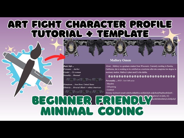 ART FIGHT HTML CHARACTER PROFILE TUTORIAL + TEMPLATE: No coding knowledge necessary!
