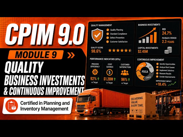CPIM 9.0 Module 9 Quality, Business Investments, and Continuous Improvement | Full Course