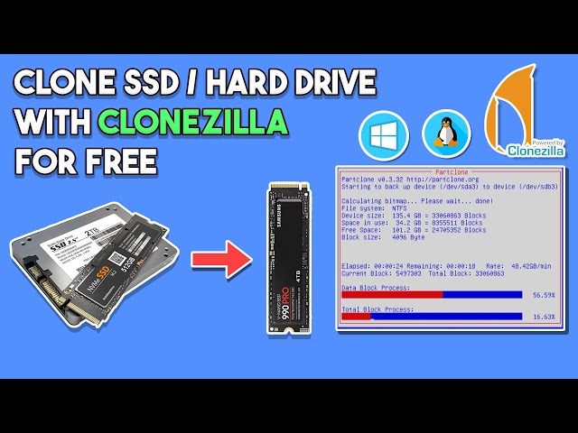 How To Clone Any SSD / HDD With Clonezilla - Clone a Smaller Drive to a Larger Drive
