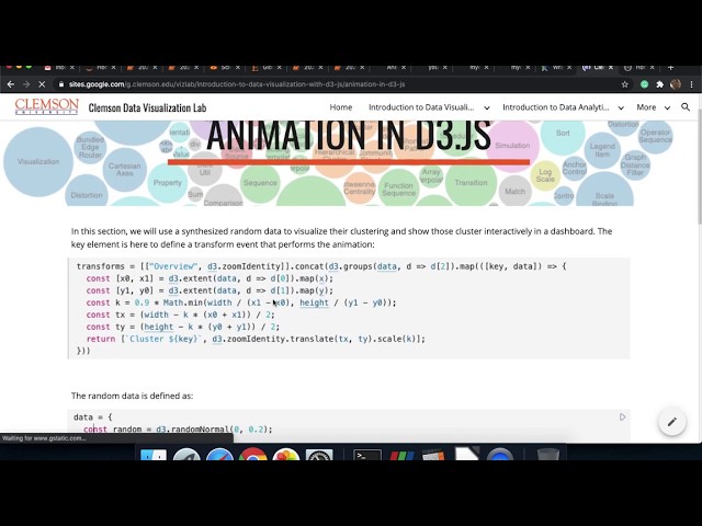 Developing events and simple interactions such as click events and creating animation in D3.js