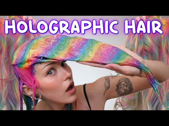 this took 6 hours?! 🤯 PRISM RAINBOW HOLO HAIR 🌈