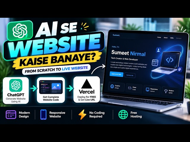 How to Create a Complete Website Using AI + Free Hosting on Vercel 🤖🚀 | Full Tutorial