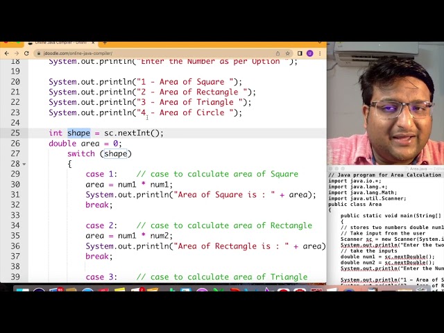 JAVA AREA CALCULATOR LECTURE 15