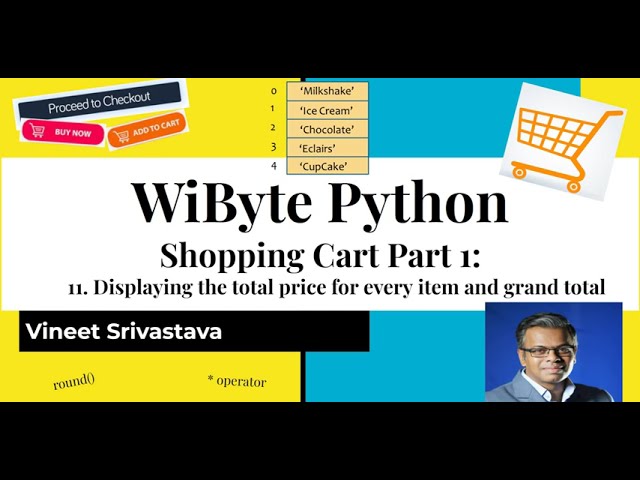11. Shopping Cart 1: Using '*' and round() to display the total price per item and grand total