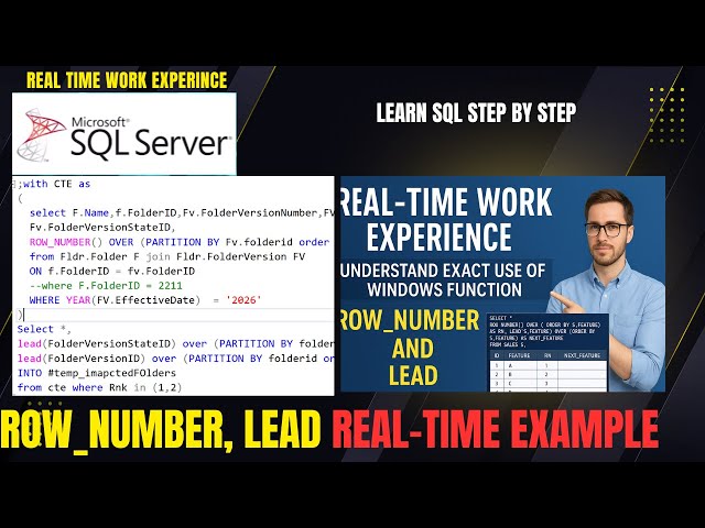Sql Real Time Work Example of Windows Function Row Number & Lead in Sql | Learn Sql Step By Step.