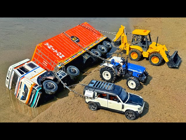 BharatBenz Tata Dumper Truck Accident Pulling Out Car Tractor Jcb | Jcb Cartoon | Tractor Cartoon