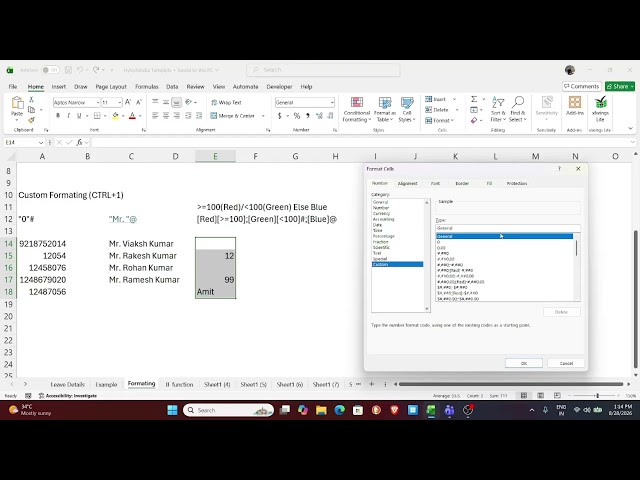 Custom Formating & FUNCTIONS COUNT, COUNTA, COUNTIF, IF