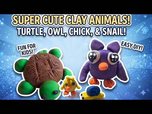 DIY ​how to Make Cute Clay Animals Easy! Turtle, Owl & More
