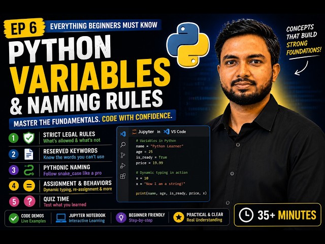 Python Variables & Naming Rules | Ep 6 — Everything Beginners Must Know