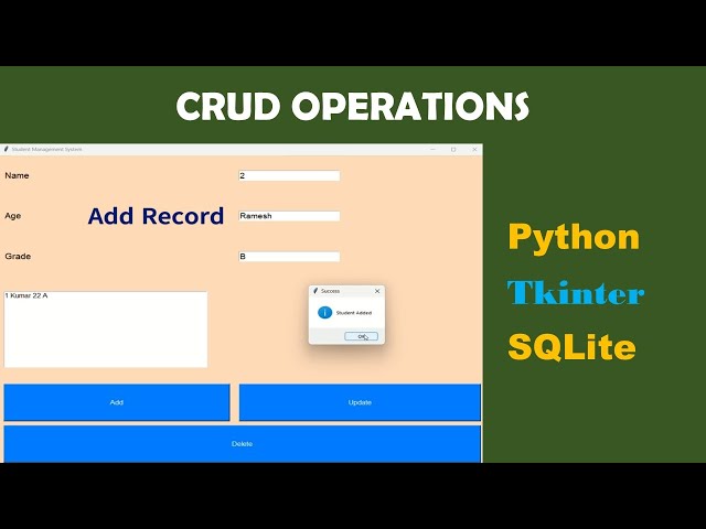 crud python tkinter || crud operations in python using tkinter