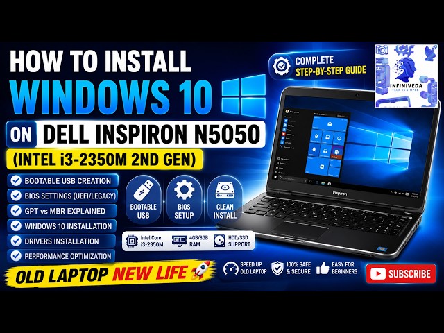 How to Install Windows 10 on Dell Inspiron N5050 Intel i3 2350M | Complete Beginner Guide 2026