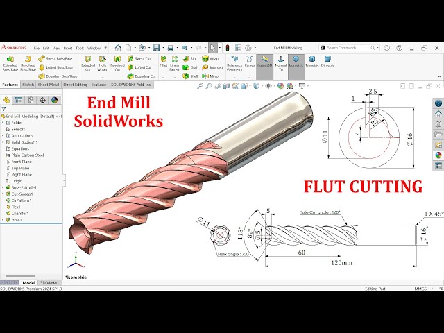 End Mill Modeling in SolidWorks